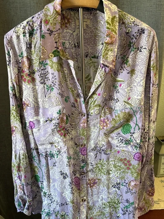Pilcro Lavender Floral Button-Up Blouse - Picture 1 of 8